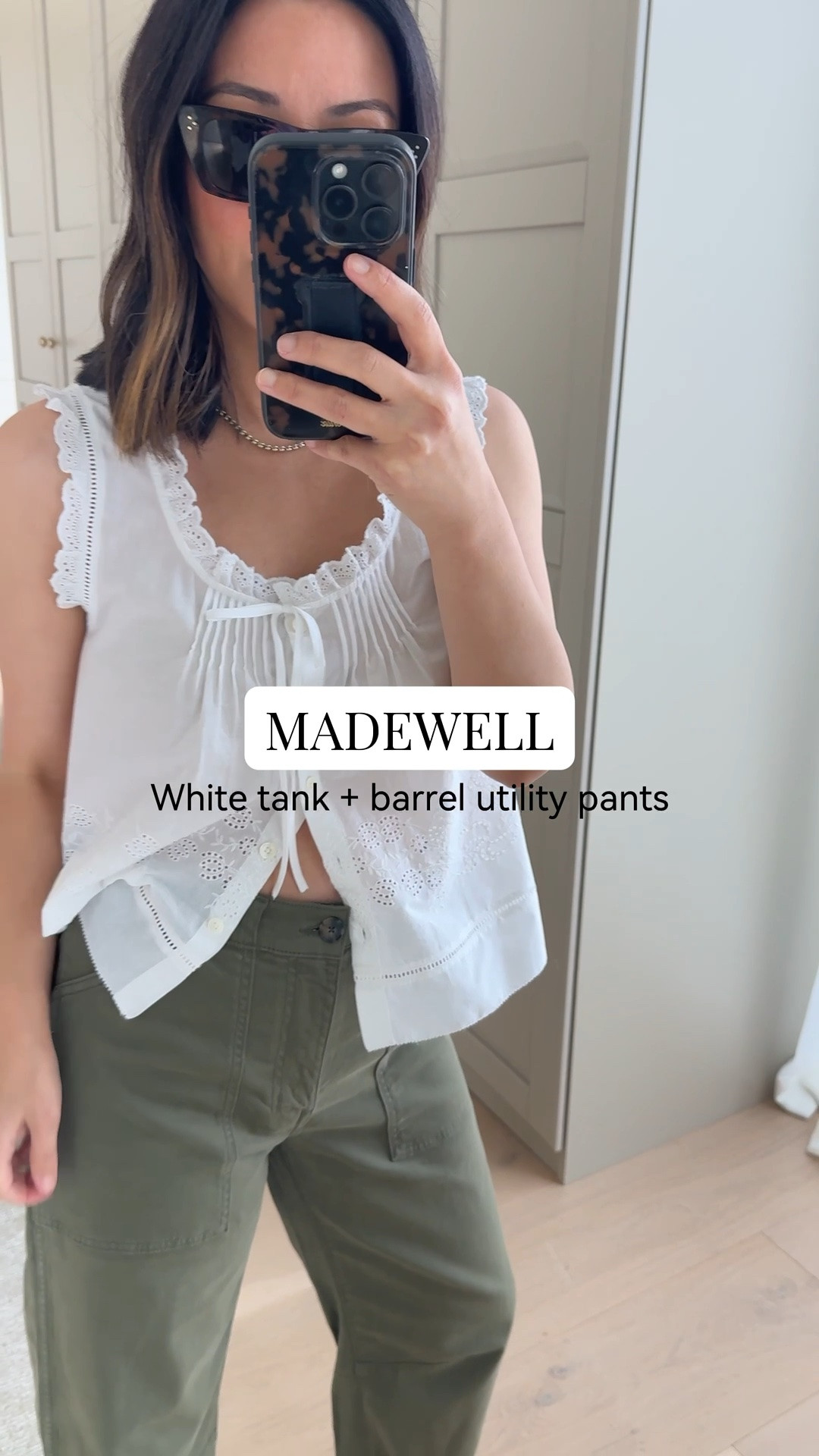 Obsessed with this utility pant outfit from @Madewell. The faded ivy color is so good and these darted barrels are incredibly flattering. On sale during the LTK Exclusive In-App Sale with code LTK20. #madewell #madewellpartner #ad

White tank xs
Darted utility barrels 25