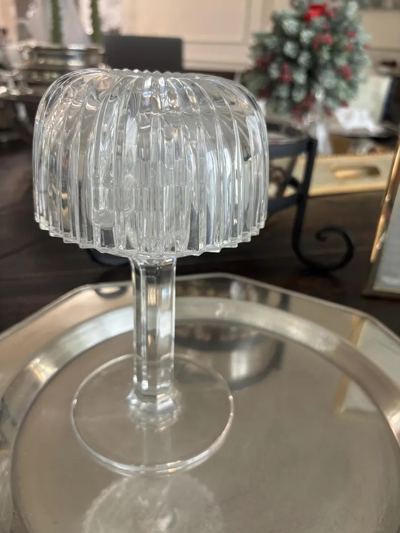 Royal Limited Crystal Candle Lamp | Vintage Ribbed Hurricane Shade | Etsy (US)