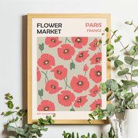 Paris Poster, Flower Market Print, Botanical Wall Art, Shop Sign, Florist Gift, Spring Floral Art | Etsy (US)