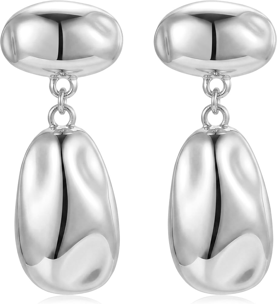 Chunky Earrings for Women Gold and Silver Two Tone Statement Unique Trendy Earrings Stainless Ste... | Amazon (US)