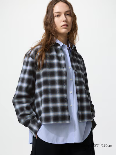 Flannel Boxy Shirt (Ombre Check) | UNIQLO (UK)