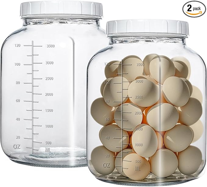 1 Gallon Glass Jar with Lids,2 Pack Super Wide Mouth Large Mason Jars 128 oz,Glass Gallon Jugs St... | Amazon (US)