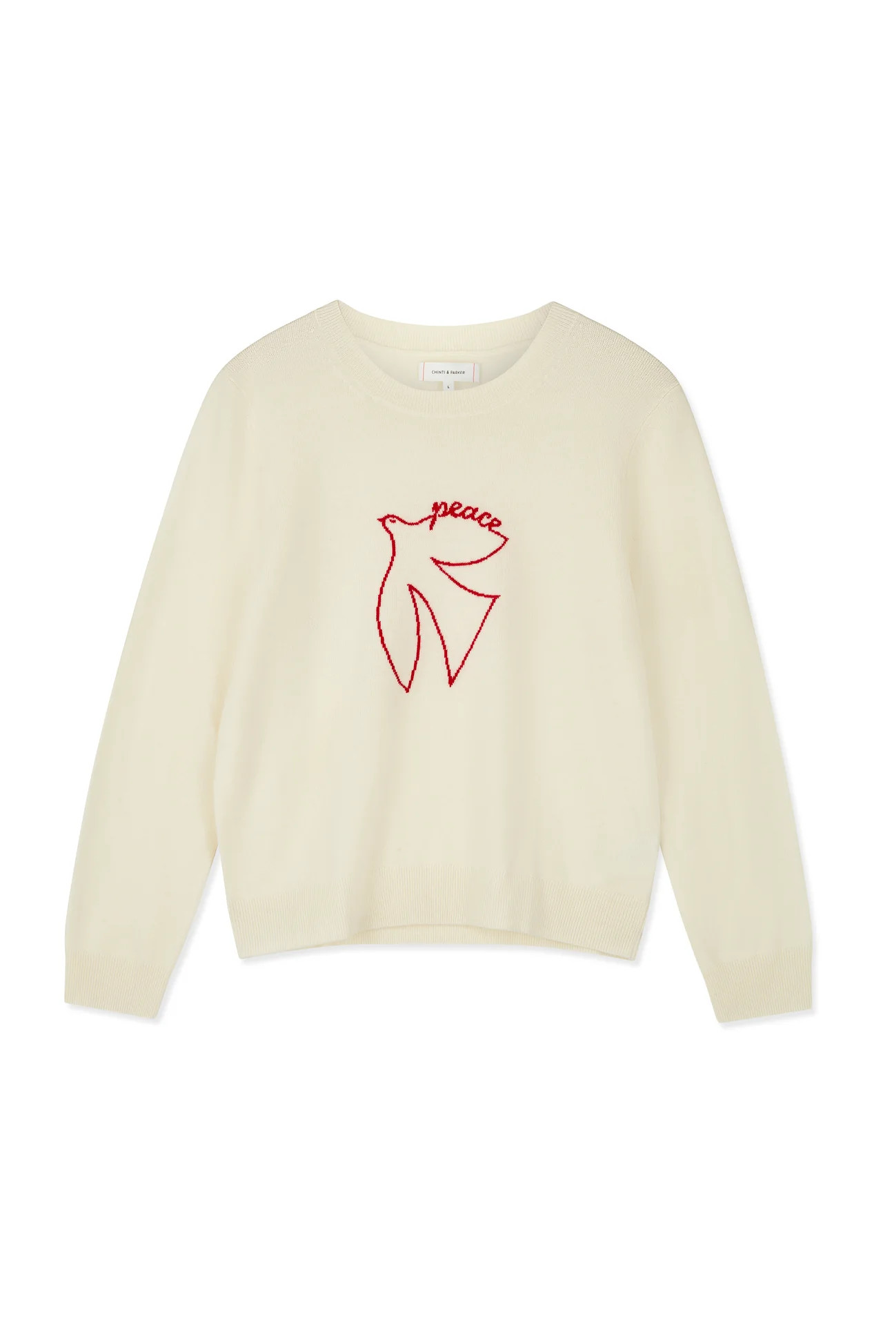 Cream Wool-Cashmere Peace Sweater | Chinti & Parker