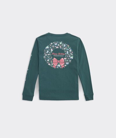 Boys' Icon Wreath Glow-In-The-Dark Long-Sleeve Pocket Tee | vineyard vines