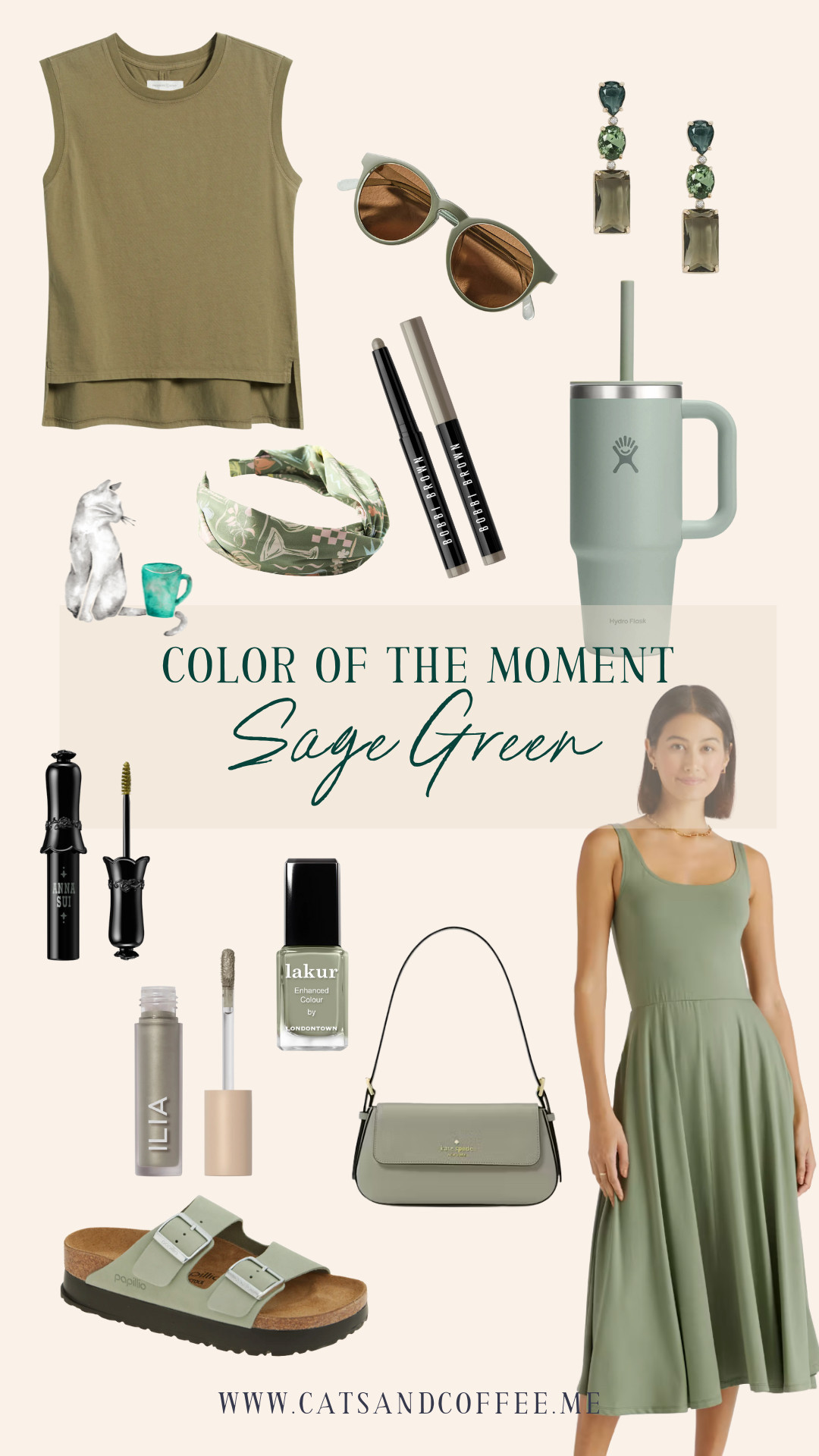 Color of the Moment: Sage Green 💚 One of my favorite neutrals to wear year-round — calm, soft, and easy to style. This edit features casual summer outfit ideas and thoughtful little upgrades, from a sage tank and dress to Birkenstock sandals, a Kate Spade bag, Anthropologie sunglasses, and green-toned eye makeup I’ve been loving lately. Perfect for everyday summer style, vacation fits, and subtle accessories that still make a statement. 

 #LTKSaleAlert #LTKBeauty #LTKItBag