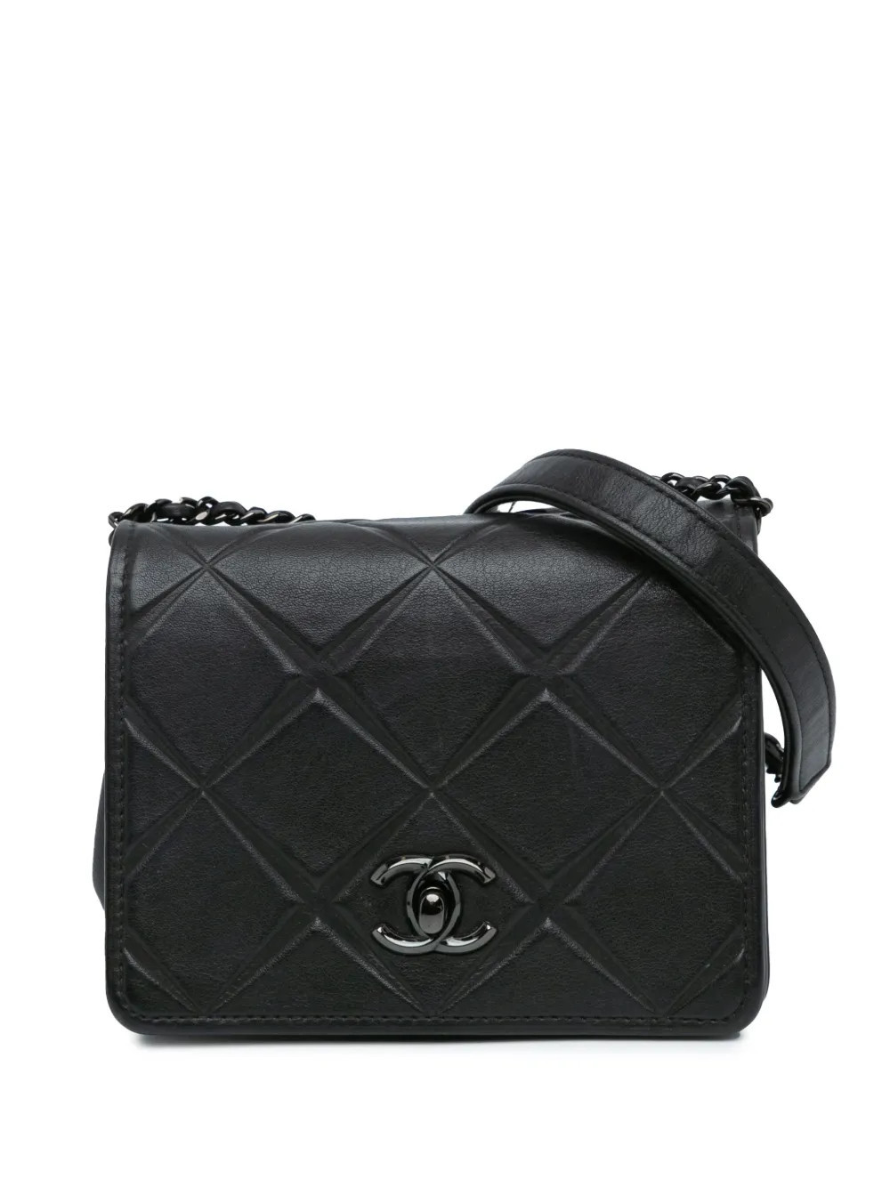 CHANEL Pre-Owned 2016-2017 Mini Calfskin Propeller Flap crossbody bag - Black | Farfetch Global