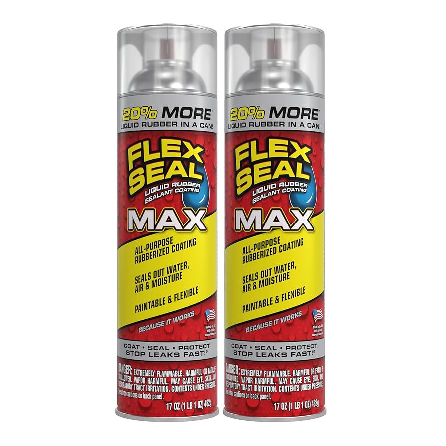 Flex Seal MAX, 17 oz, 2-Pack, Clear, Stop Leaks Instantly, Waterproof Rubber Spray On Sealant Coa... | Amazon (US)