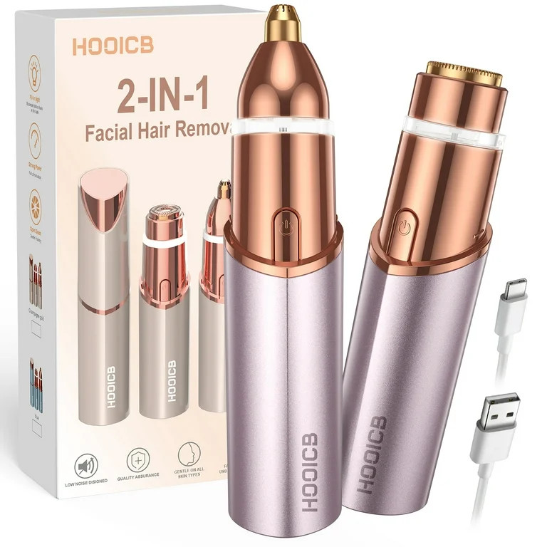 HOOICB Facial Hair Removal for Women, 2 in 1 Electric Painless Facial Eyebrow Removal with LED, U... | Walmart (US)
