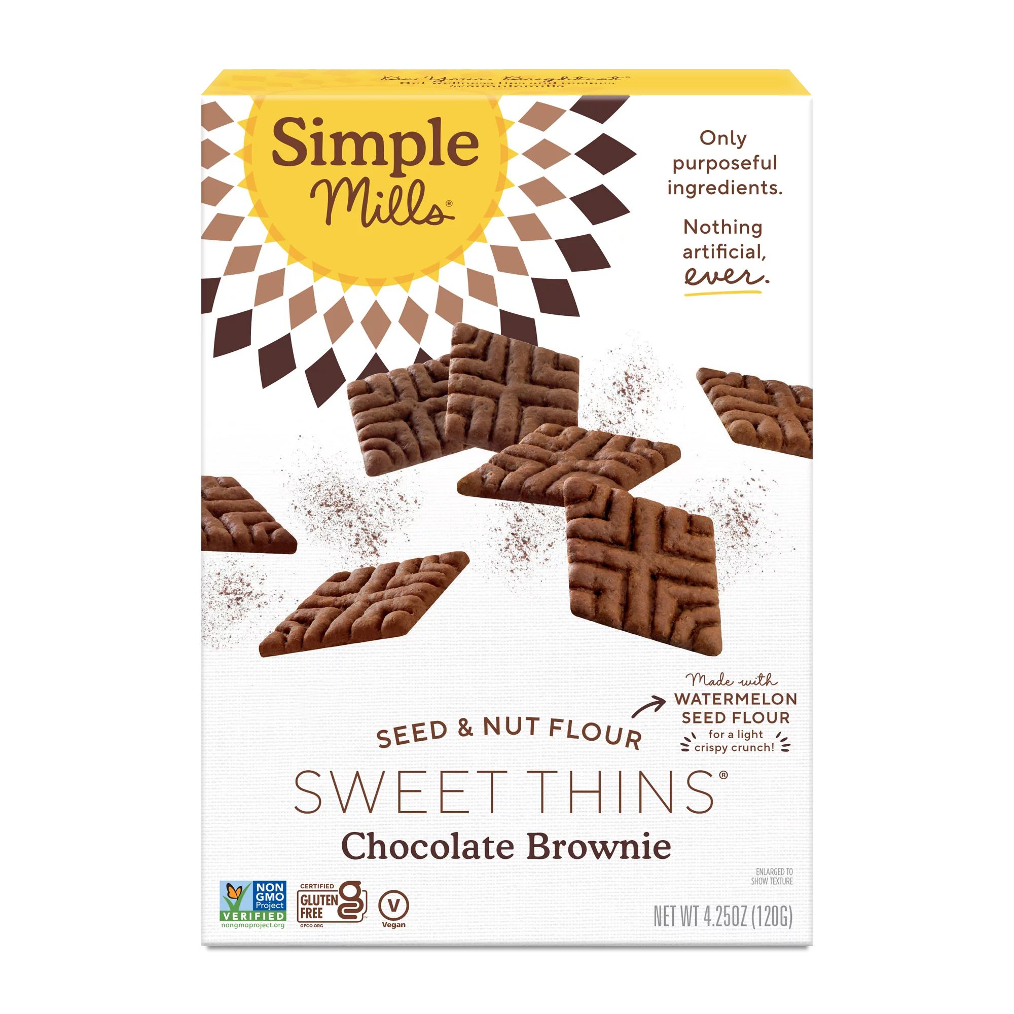 Simple Mills Seed and Nut Flour Sweet Thins, Chocolate Brownie, Gluten-Free, 4.25 oz | Walmart (US)
