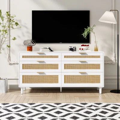 59"6 Drawer Rattan Dresser | Wayfair Professional