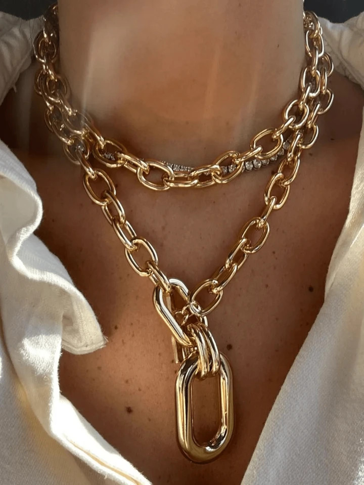 1 Set Of Double Layer Personalized Women's Chunky Chain Necklace, Clavicle Chain, Trendy Fashion ... | SHEIN