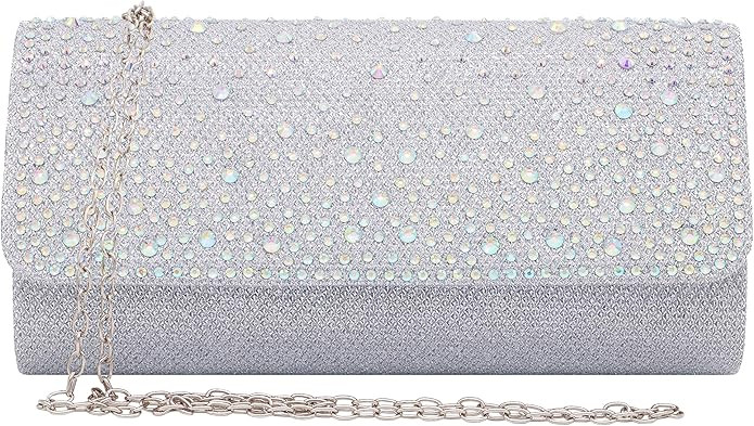 Naimo Flap Dazzling Small Clutch Bag Evening Bag With Detachable Chain | Amazon (US)