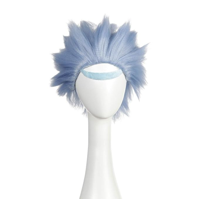 Qaccf Short Straight Halloween Costume Cosplay Party Wig with Eyebrow Set (Blue) | Amazon (US)