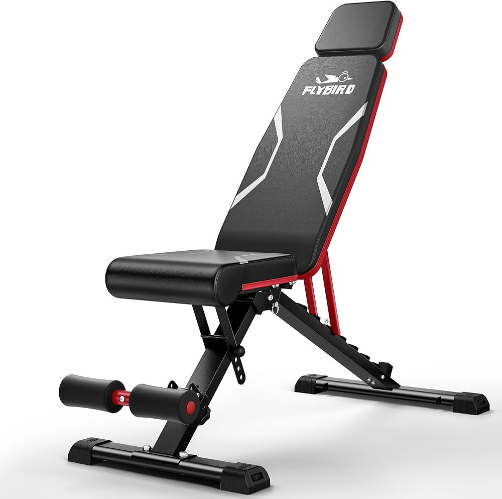 FLYBIRD Adjustable Weight Bench with Headrest, Foldable Workout Bench for Home Gym, Fit Users up ... | Amazon (US)