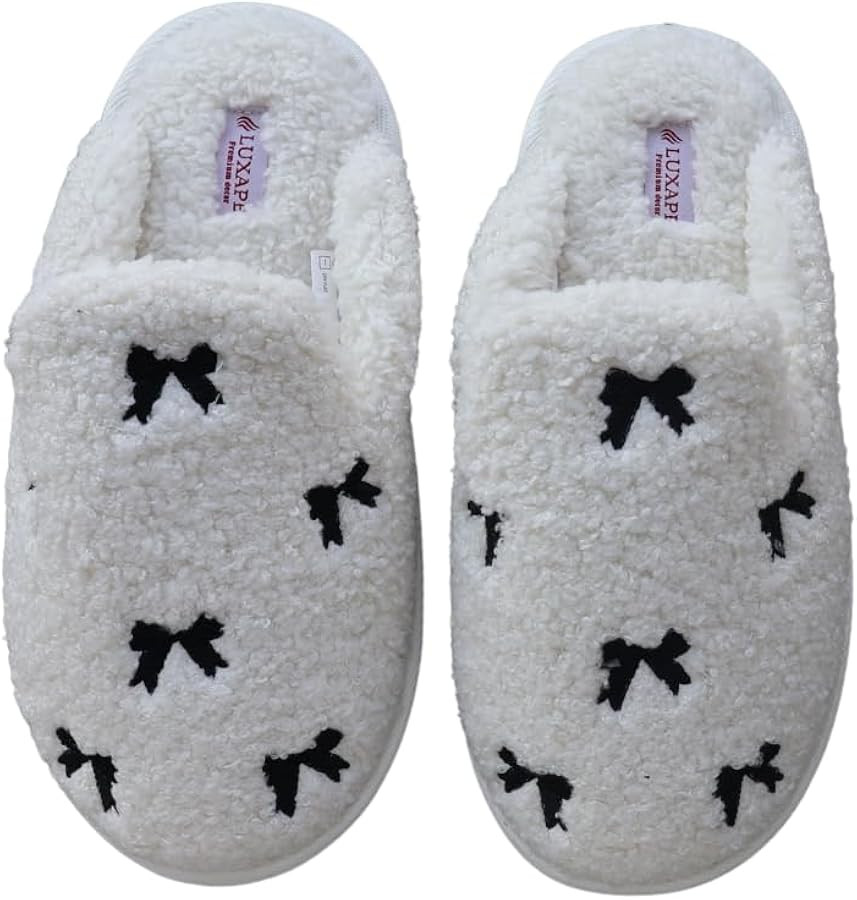 Bow Slippers Coquette Pink Slippers Memory Foam Cute Plush Fluffy Warm Fur slippers Indoor House ... | Amazon (US)