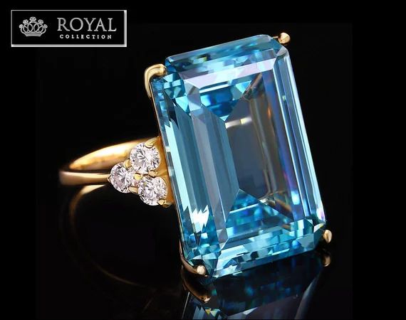 Princess Diana Aquamarine Ring Meghan Markle Cocktail Ring | Etsy | Etsy (US)
