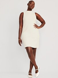 Sleeveless Mock-Neck Rib-Knit Mini Shift Dress for Women | Old Navy (US)