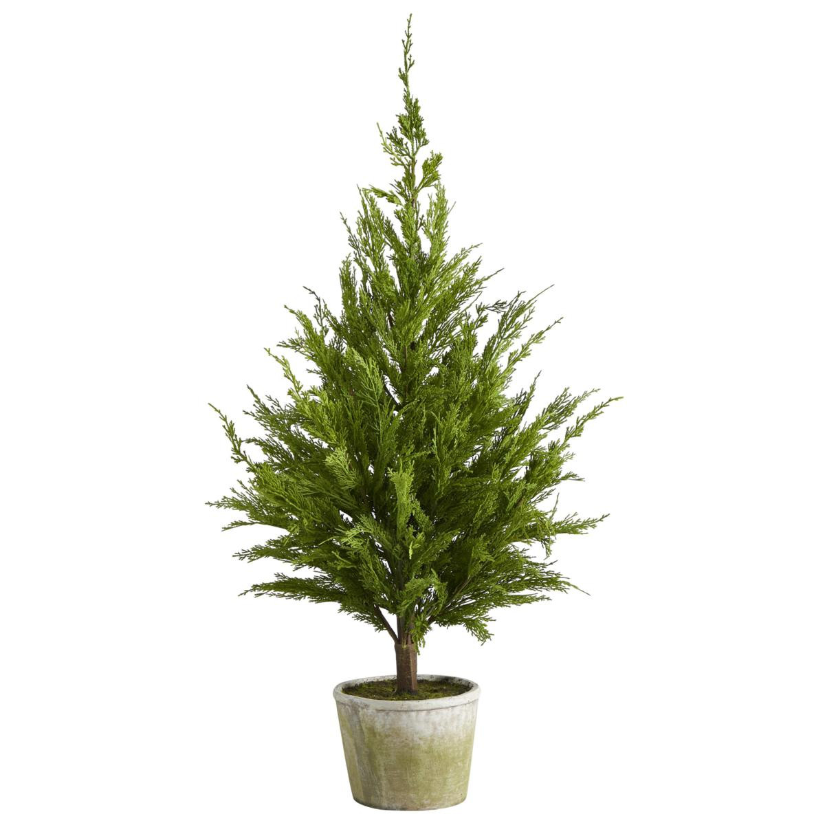 3.5 ft. Cedar Pine Natural Look Artificial Tree in Decorative Planter | HSN