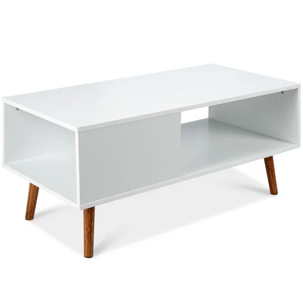 Best Choice Products Wooden Mid-Century Modern Coffee Accent Table Furniture w/ Open Storage Shel... | Walmart (US)