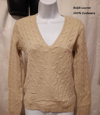 Ralph Lauren V neck cable knit cashmere sweater new with tags  | eBay | eBay US