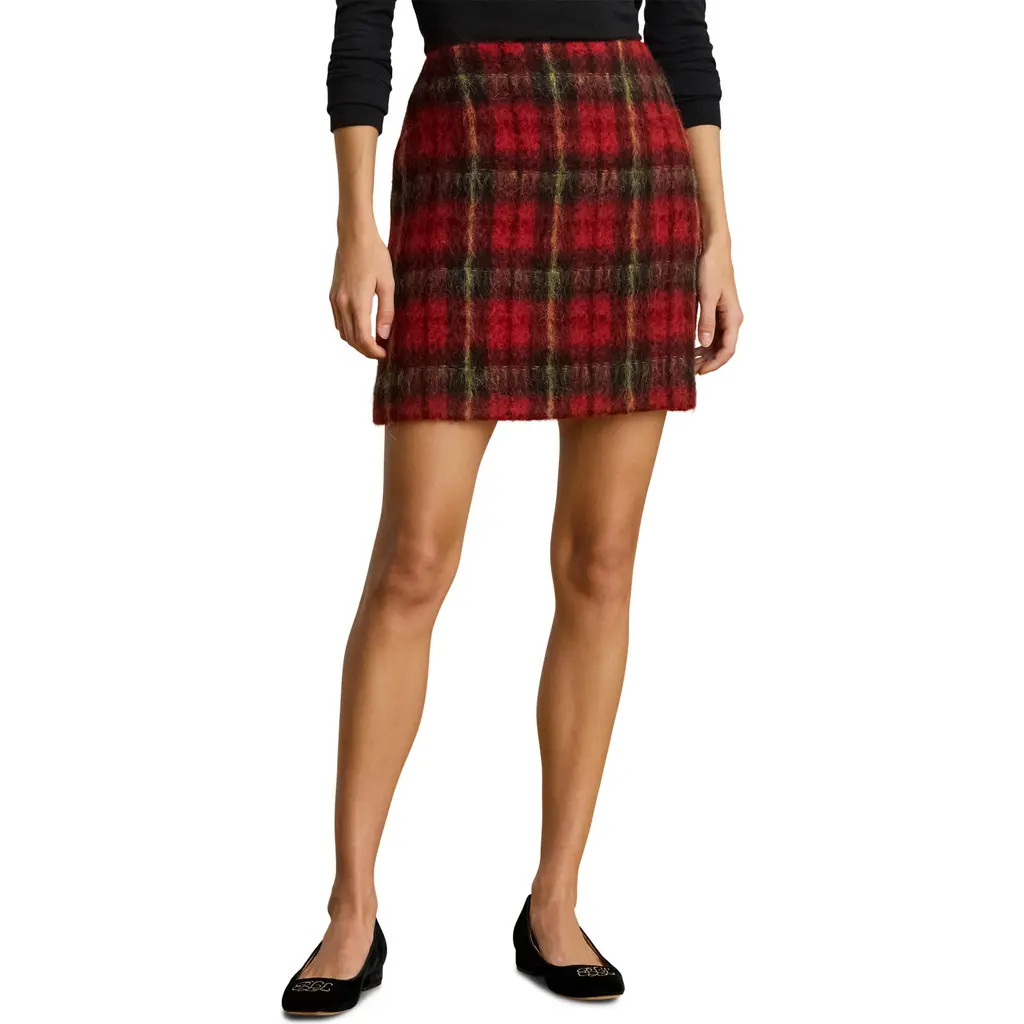 Lauren Ralph Lauren Plaid Mohair Pencil Miniskirt in Red/Black/Yellow Multi at Nordstrom, Size 0 | Nordstrom
