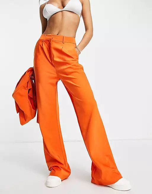 The Frolic flared tailored pants in orange satin - part of a set | ASOS (Global)