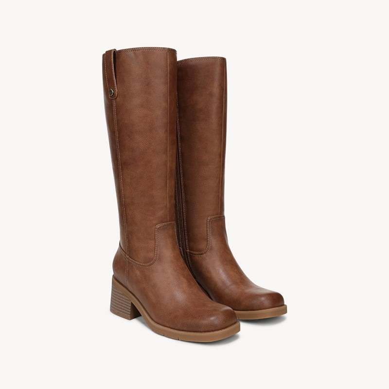 Dr. Scholl's Women's Joplin Tall Boot Brown Faux Leather DRSCH 7.0 M | Dr. Scholls