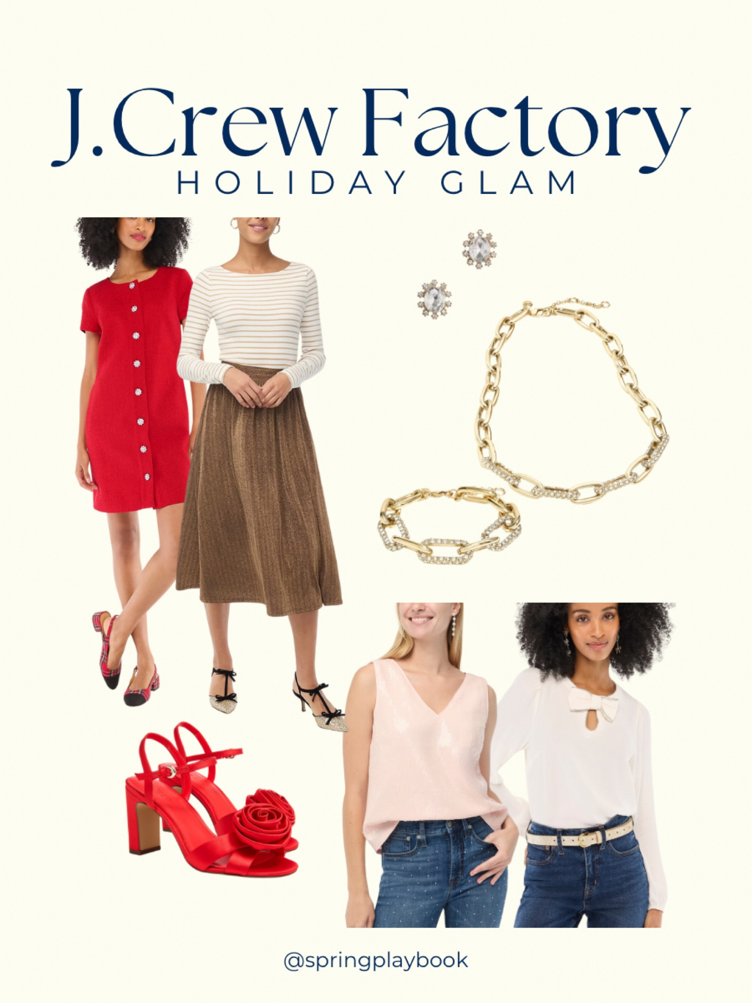New Holiday Glam at J.Crew Factory! Red shoes will add a pop to any neutral and gold outfit! The pink is best for Light Spring. I love the details on this bow top!

#createdcolorful #createdcolorfulspring #hocspring #tcispring #pcaspring #lightspring #warmspring #truespring #brightspring #clearspring #paintboxspring #bluespring

#LTKParties #LTKHoliday #LTKSeasonal
