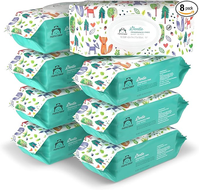 Amazon Brand - Mama Bear Gentle Fragrance Free Baby Wipes, Hypoallergenic, Sensitive Skin, Unscen... | Amazon (US)