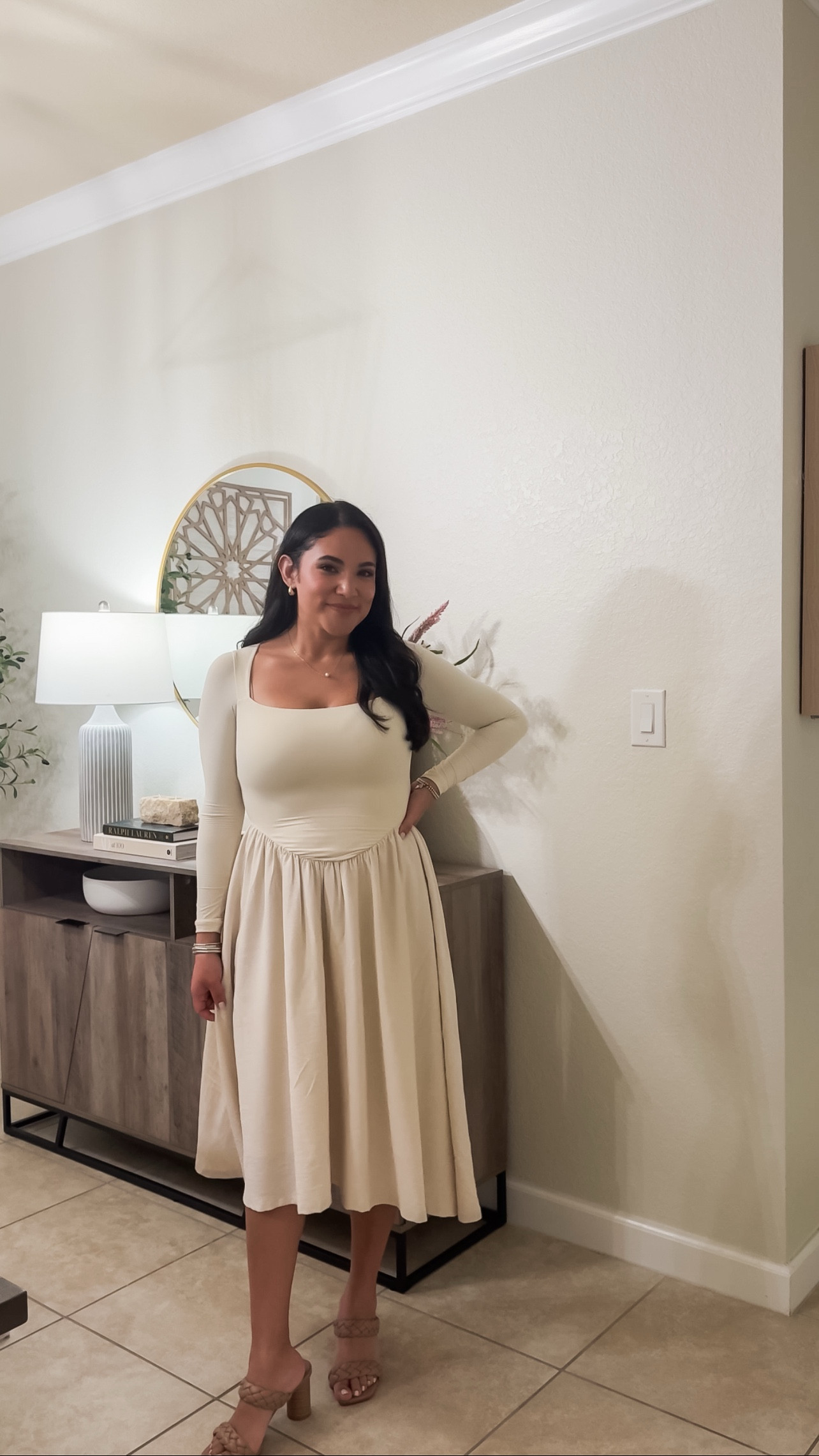 one thing about me..I’m always going to choose a dress✨ this beautiful dress was super flattering, comfy, soft, and comes in other colors. Comment “DRESS” for a link to shop🤍 

#ootd #dress #momootd #weekendootd