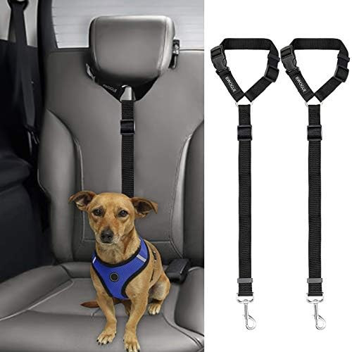 BWOGUE 2 Packs Dog Cat Safety Seat Belt Strap Car Headrest Restraint Adjustable Nylon Fabric Dog ... | Amazon (US)