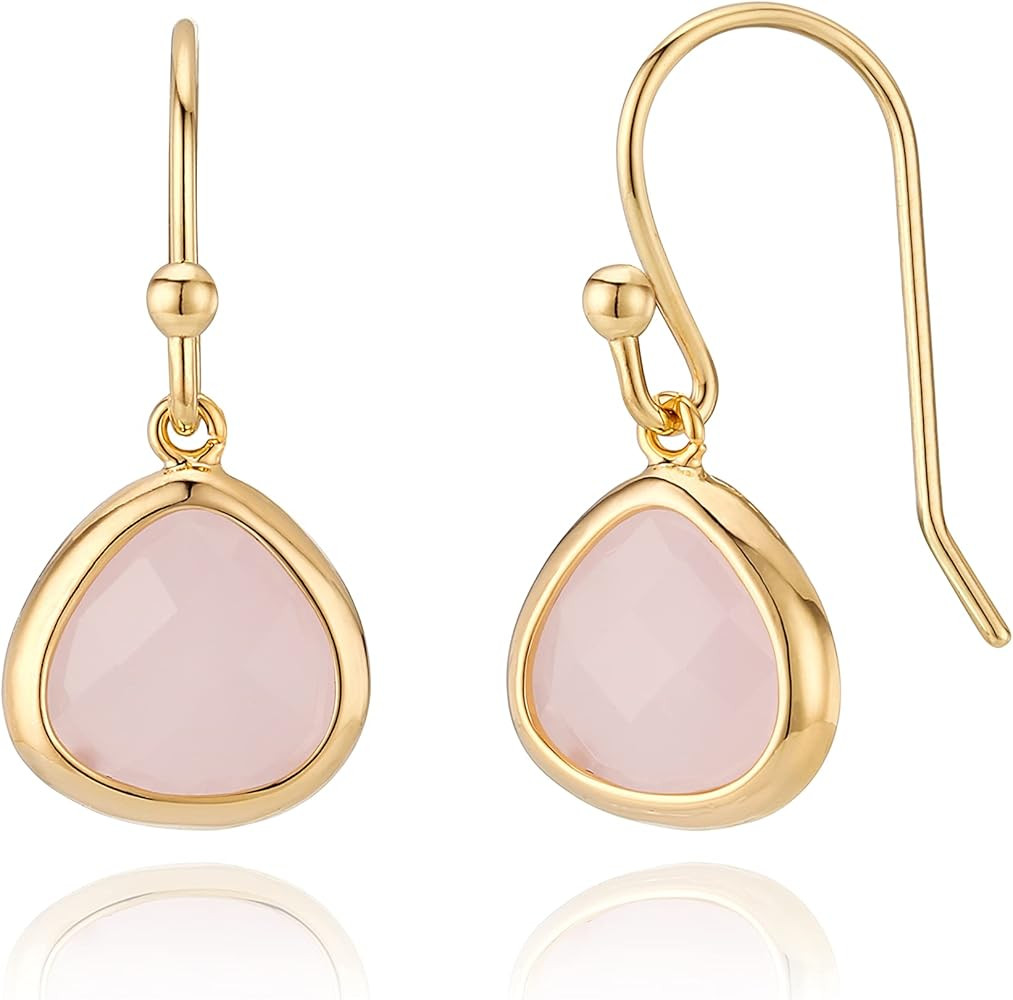 Dainty Simulated Pink Opal Dangle Earrings - 14k Gold-Plated, Hypoallergenic, Lightweight for Eve... | Amazon (US)