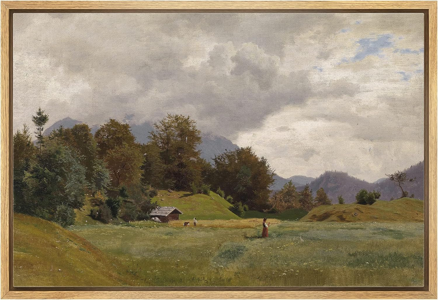 wall26 Framed Canvas Print Wall Art Retro Countryside Village Forest Field Nature Wilderness Illu... | Amazon (US)