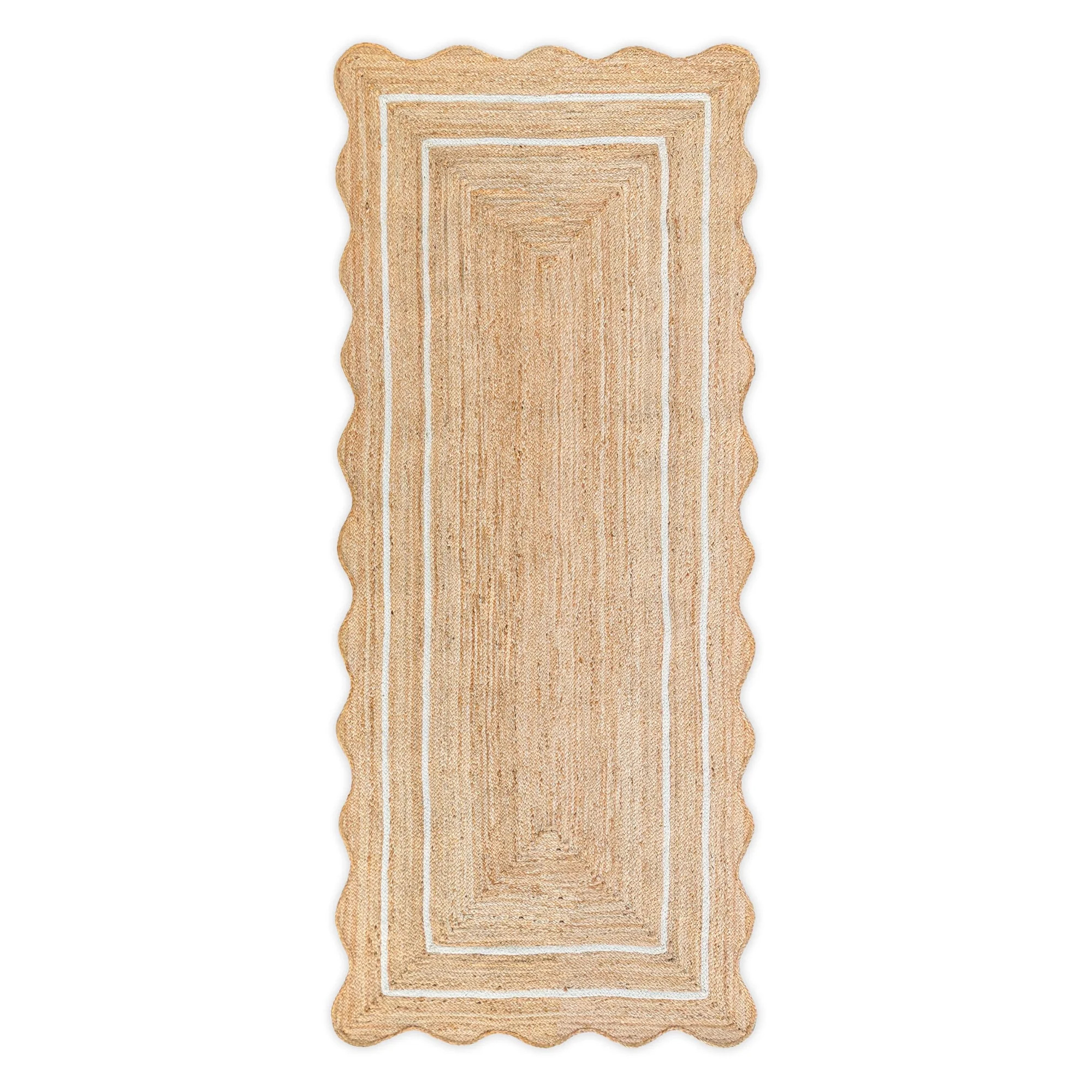 Weaving Village 2'x6' Jute Scalloped Boho Jute Runner Rug, Off White | Walmart (CA)