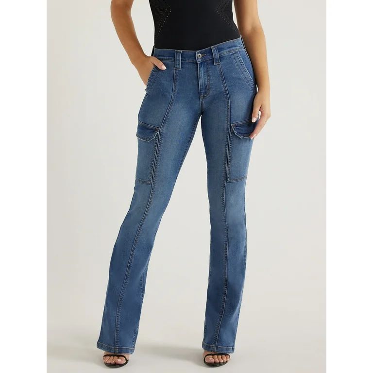 Sofia Jeans Women's Marisol Bootcut Mid Rise Cargo Jeans, 32.5" Inseam | Walmart (US)