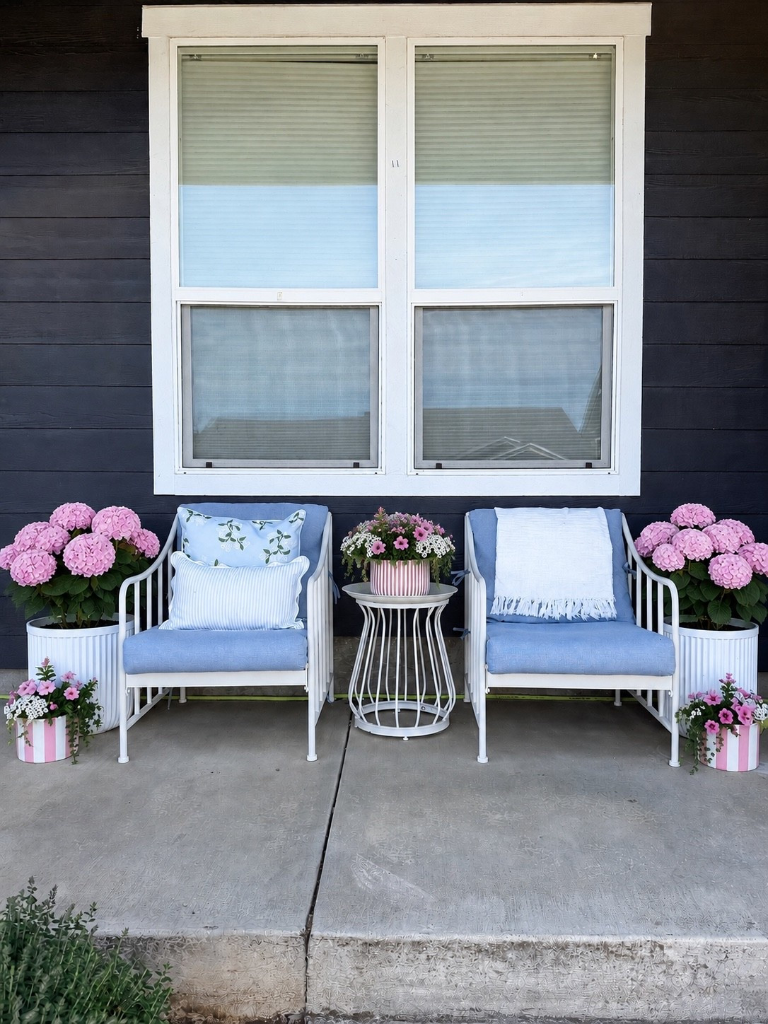 Front porch inspo. I used ChatGPT to add flowers to my planters. Now I’m on the hunt for these exact flowers! 
We love our chairs and table from Walmart

#LTKHome #LTKSeasonal