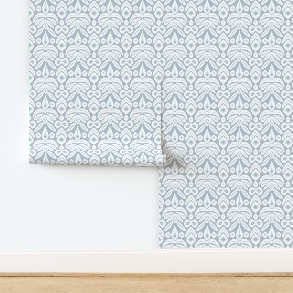 Wallpaper in Soft Blues Bloom Ikat | Spoonflower
