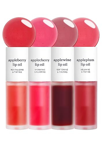 NOONI Appleseed Lip Oil Quartet - Appleberry, Appleplum, Applecherry & Applewine | with Apple Seed Oil, Lip Oil Sets, Lip Stain, Gift Sets, For Chapped and Flaky Lips | Amazon (US)
