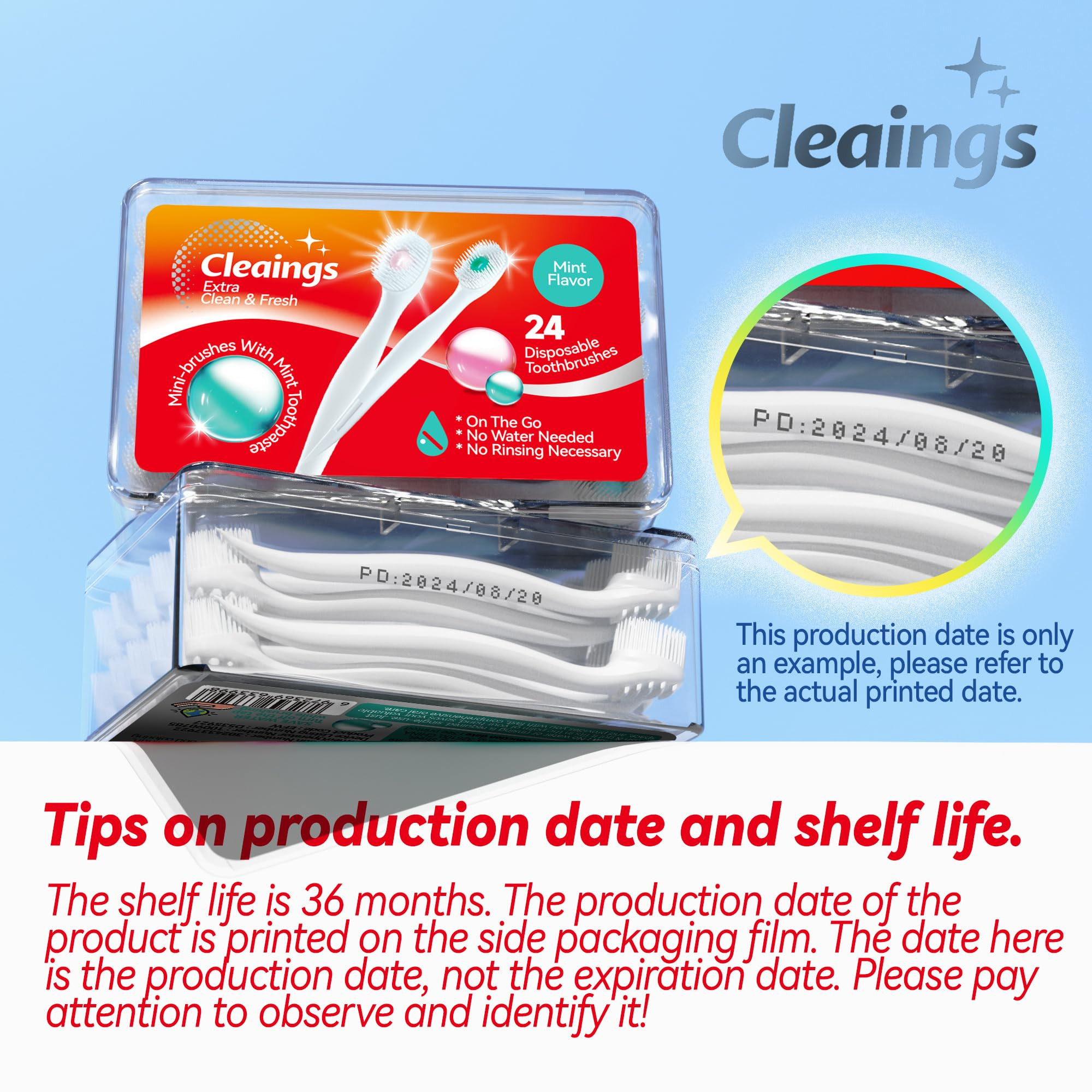 cleaings® Mini Brushes-Disposable Toothbrushes with Toothpaste and Pick for Work or Travel, 24 C... | Amazon (US)