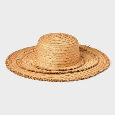 Paper Braid Wide Brim Floppy Hat with Fringe Details - Shade & Shore™ | Target