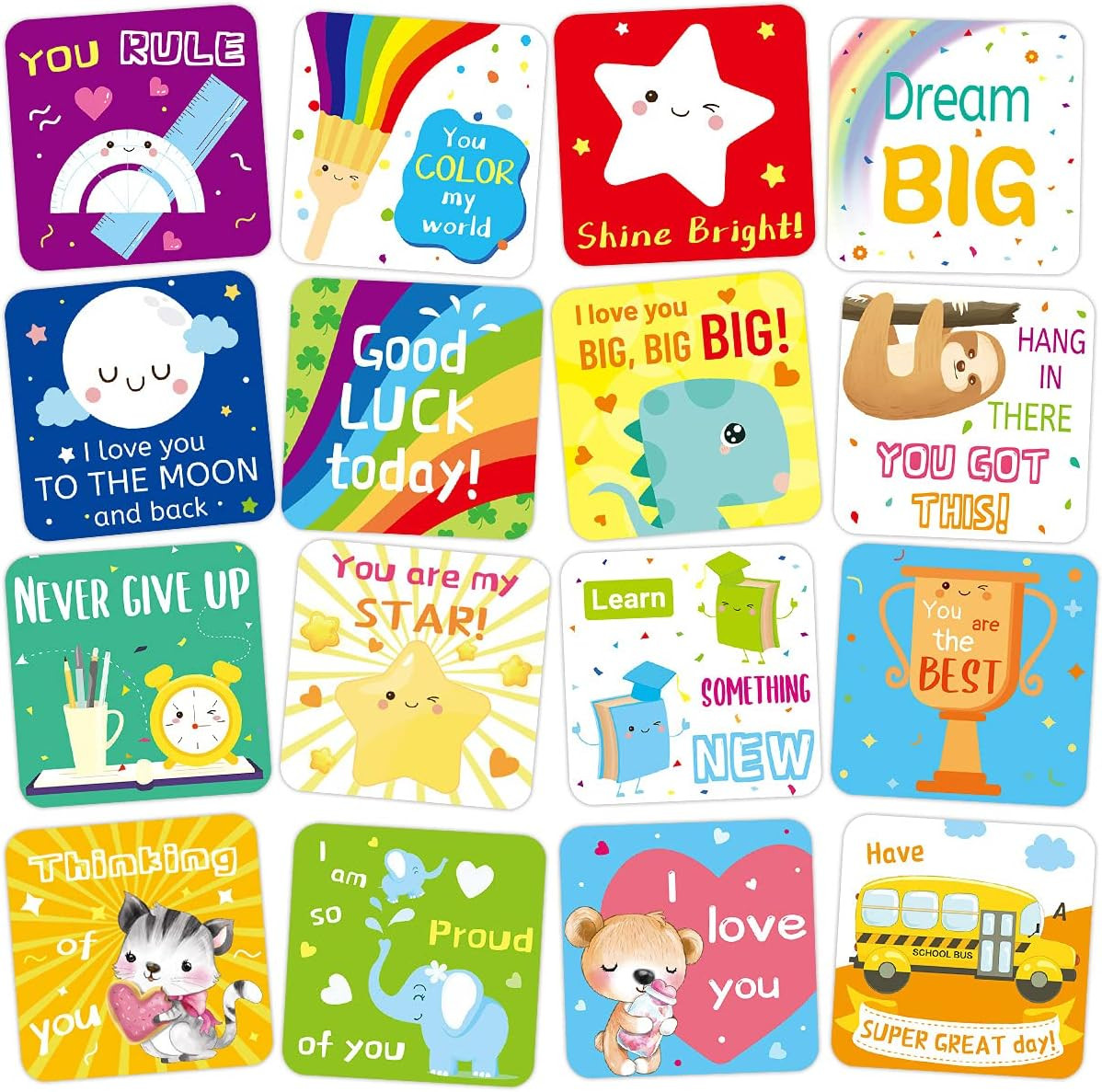 60 Lunch Box Notes for Kids Cute Motivational and Inspirational Thinking of You Cards for Boy’s... | Amazon (US)