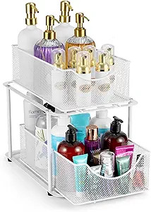 Sorbus 2 Tier Metal Under Sink Organizer for Bathroom, Kitchen, Strong Steel Mesh Sliding Drawers... | Amazon (US)