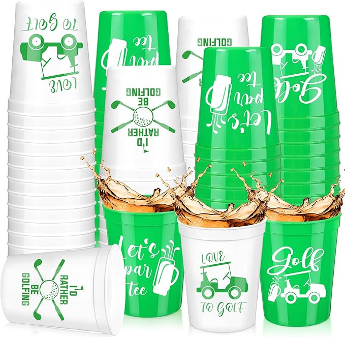 Norme 24 Pcs Golf Party Plastic Cups Bulk Golf Themed Reusable Drink Cups 16 oz Golf Ball Cart De... | Amazon (US)