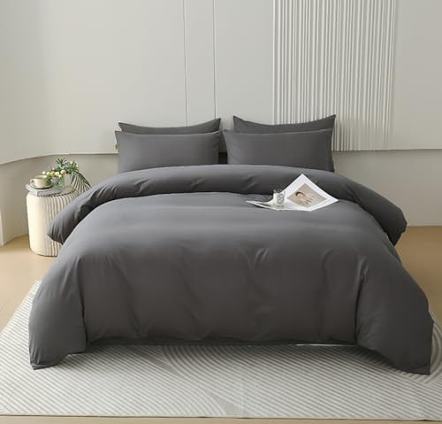 Houseri Grey Comforter Queen Size Solid Dark Gray Bedding Comforters Sets Men Women Modern Dark Grey Queen Comforter Set for Teen Girls Boys Soft Comfy Breathable Pure Grey Bed Quilts Blankets Durable | Amazon (US)