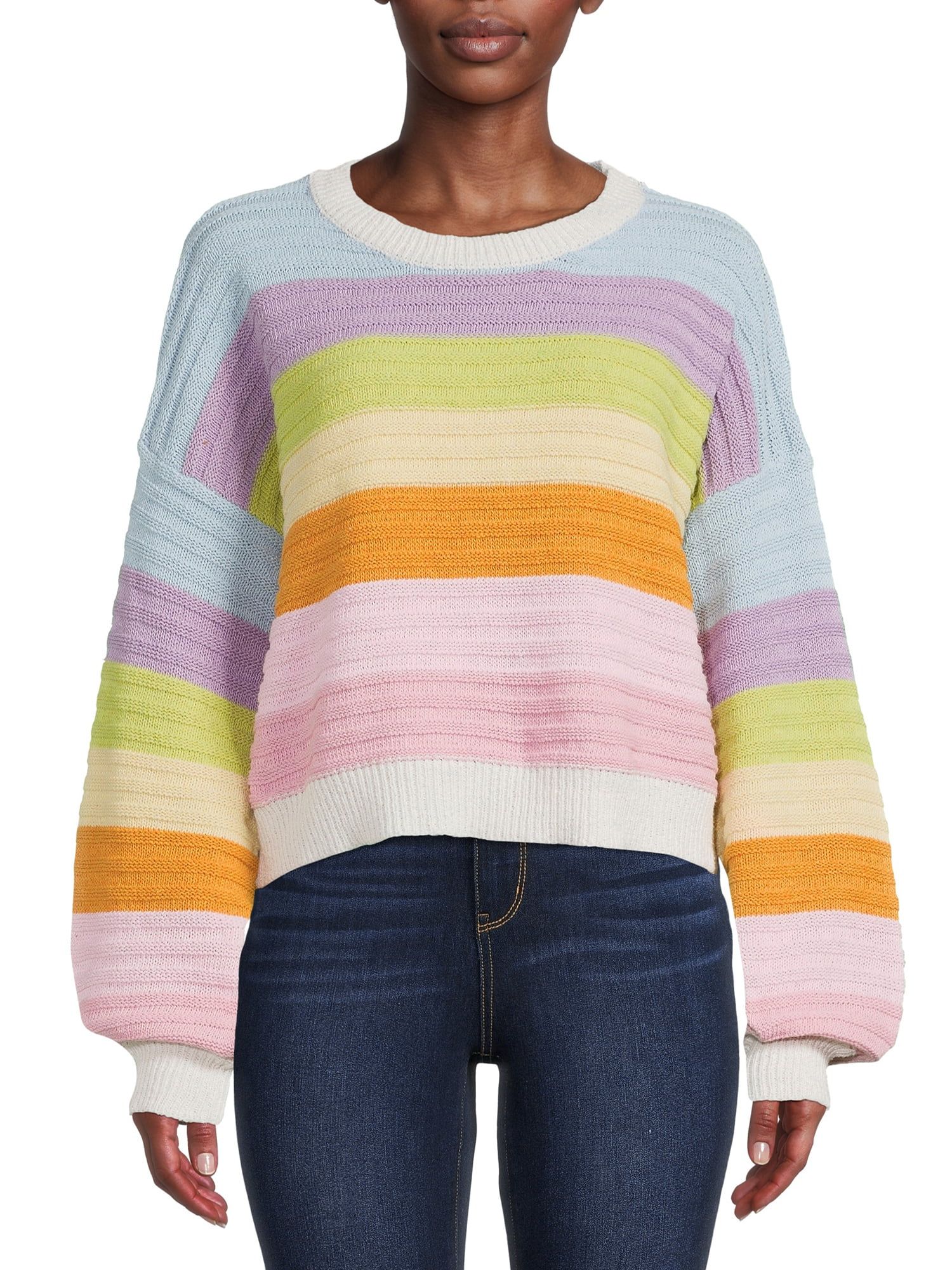 Dreamers by Debut Womens Rainbow Pullover Long Sleeve Sweater - Walmart.com | Walmart (US)