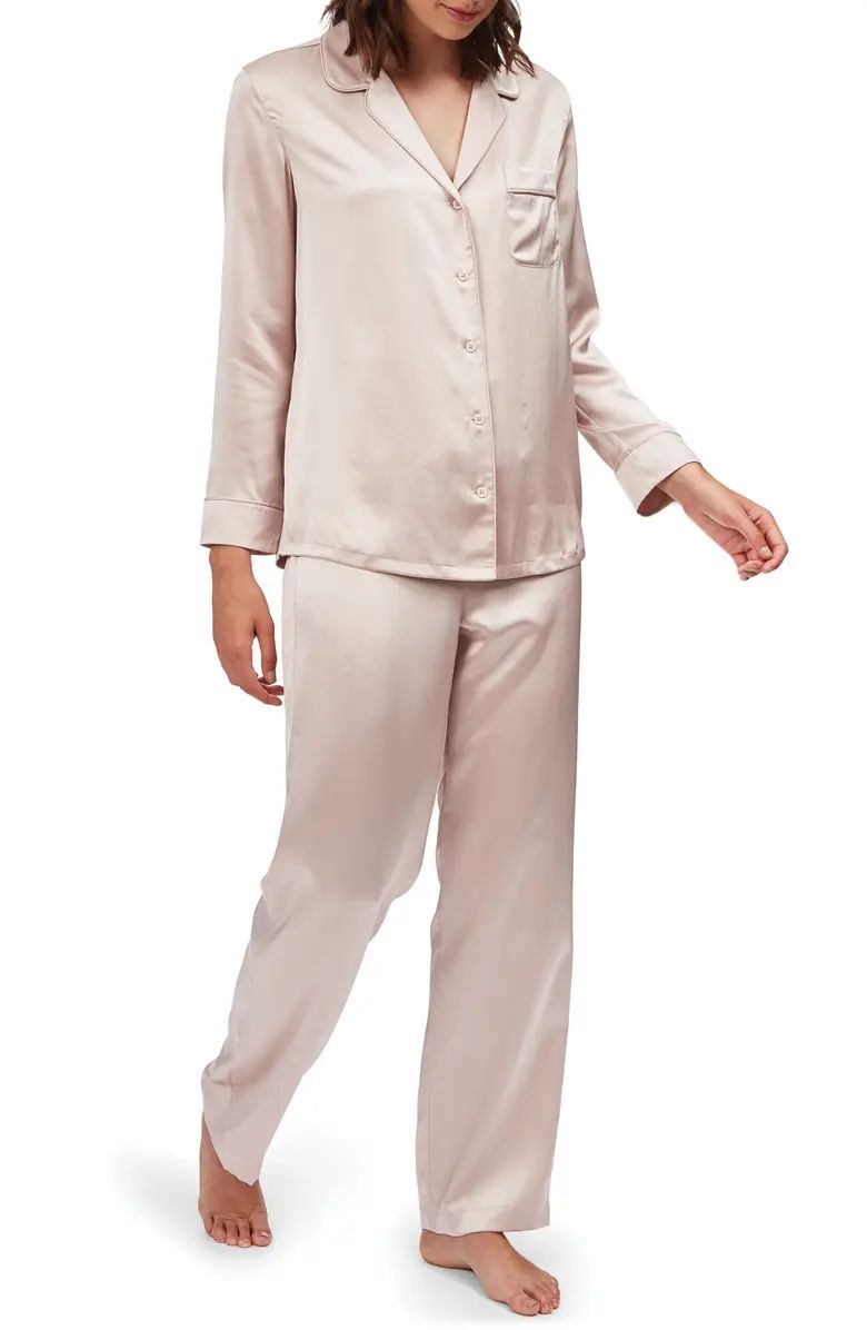 The White Company Piped Silk Pajamas | Nordstrom | Nordstrom