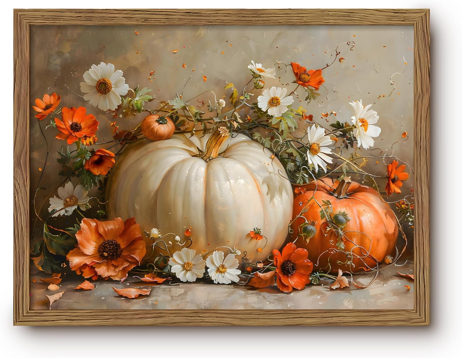 Vintage Pumpkin Canvas Framed Wall Art Fall Halloween Pictures 16x24 Inch | Amazon (US)