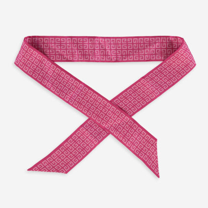 Pink Silk Logo Monogram Slim Scarf | TK Maxx