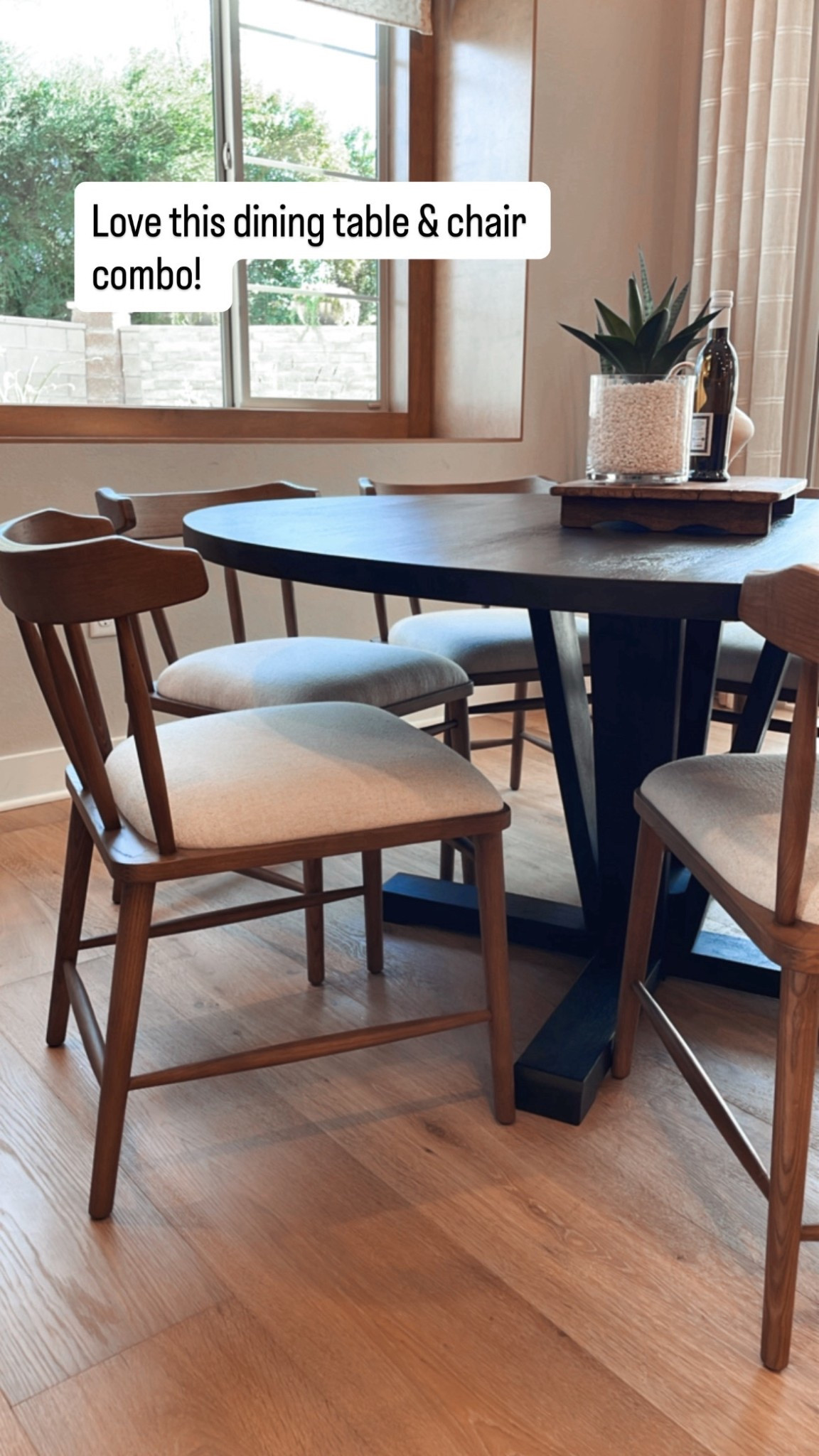 Round dining table and chair combo. Mixing light wood and dark wood finishes. 🙌🏻

Perfect for a formal dining room or a casual dining room. 

#modernfarmhouse #neutral #home #decor #furniture 

#LTKSaleAlert #LTKHome

#LTKHome #LTKdayinmylife