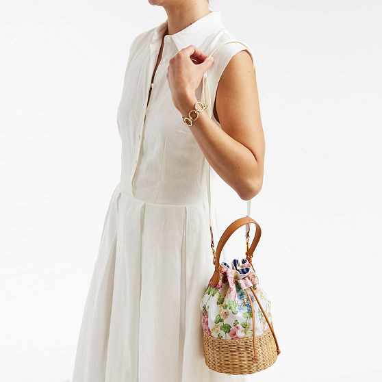 Sanderson Wicker and Canvas Bag | Mark and Graham